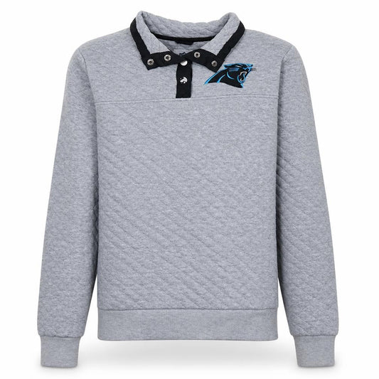 Front view of NFL Team Apparel Grey Henley Sweatshirt unisex adults l collared logo