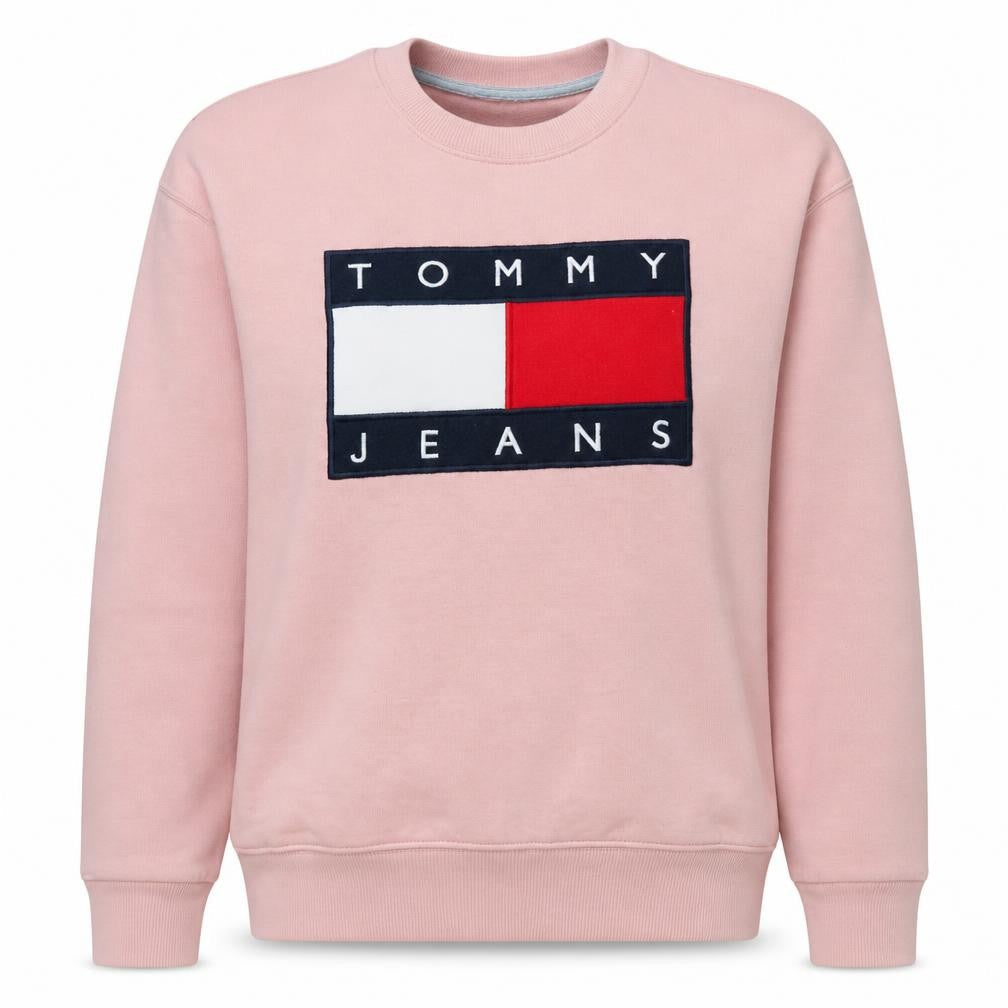 Tommy Jeans Women's Pink Cotton Crew Neck Sweatshirt Size S