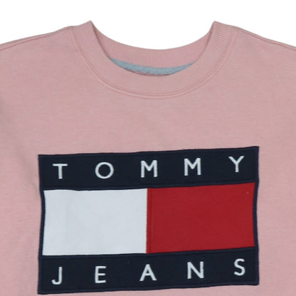 Tommy Jeans Women's Pink Cotton Crew Neck Sweatshirt Size S