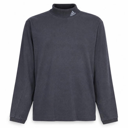 Front view of Adidas Men's Grey Mock Neck Long Sleeve Pullover Sweatshirt L
