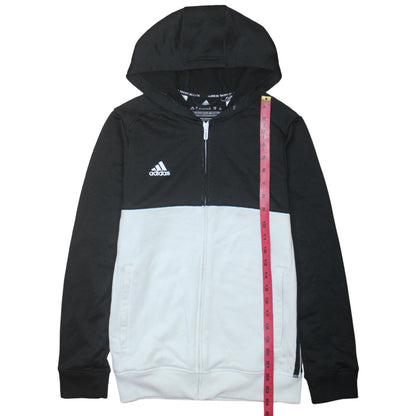 Adidas Boys Black Full Zip Hoodie 13-14 Years Colourblock Sportswear