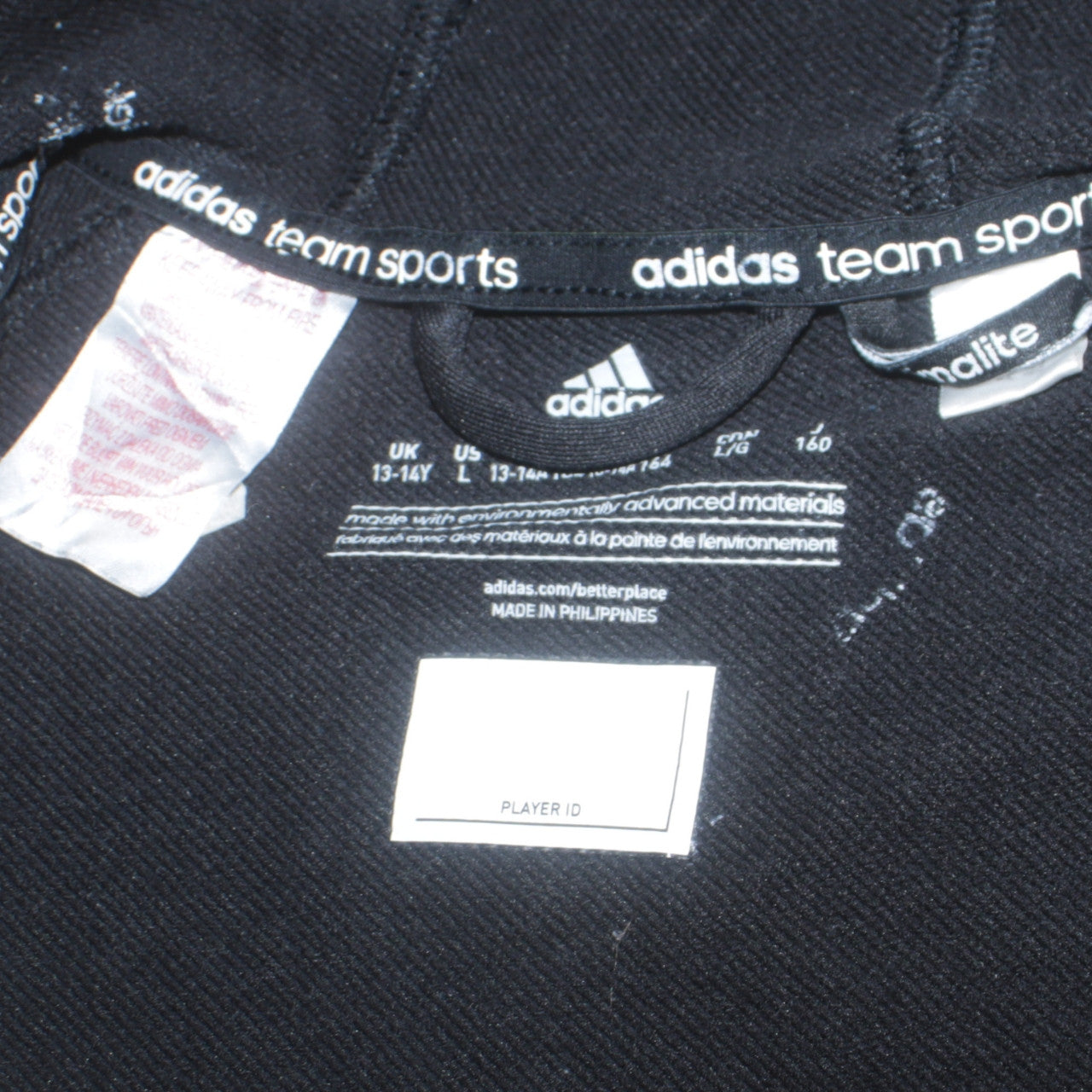 Adidas Boys Black Full Zip Hoodie 13-14 Years Colourblock Sportswear