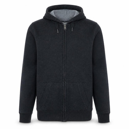 Front view of Puma Men's Black Full Zip Hoodie, size L, Sports Fleece Sweatshirt