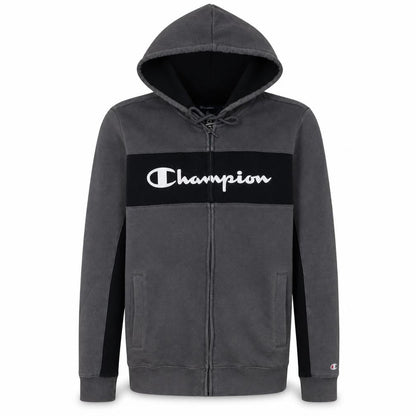 Champion Men's Grey Full Zip Logo Hoodie Sweatshirt Size S