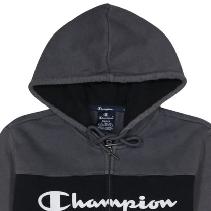 Champion Men's Grey Full Zip Logo Hoodie Sweatshirt Size S