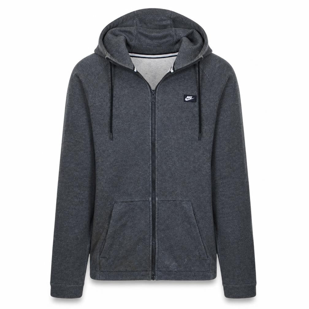 Front view of Nike Men's Grey Full Zip Hoodie Sweatshirt, size S
