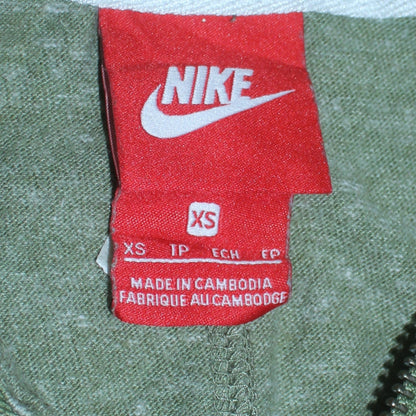 Nike Womens XS Green Full Zip Hoodie Sweatshirt Lightweight Cotton Blend