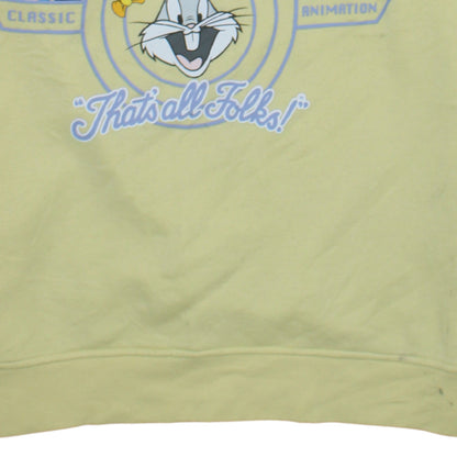 Looney Tunes Women's Yellow Crew Neck Sweatshirt Size S Bugs Bunny Design