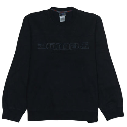 Adidas Mens Black Medium Pullover Sweatshirt Retro Logo Fleece