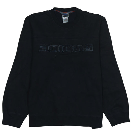 Adidas Mens Black Medium Pullover Sweatshirt Retro Logo Fleece