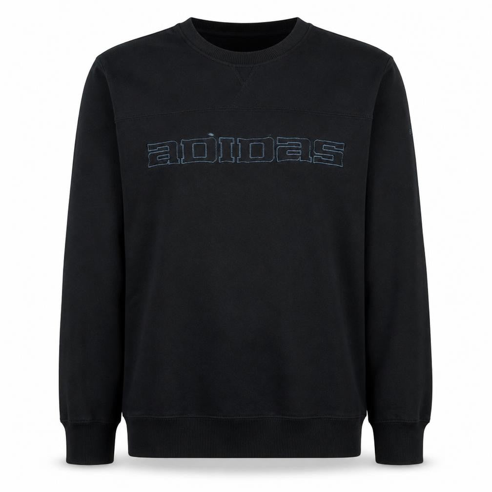 Adidas Mens Black Medium Pullover Sweatshirt Retro Logo Fleece