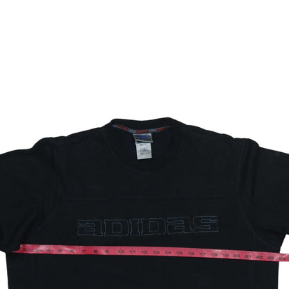 Adidas Mens Black Medium Pullover Sweatshirt Retro Logo Fleece