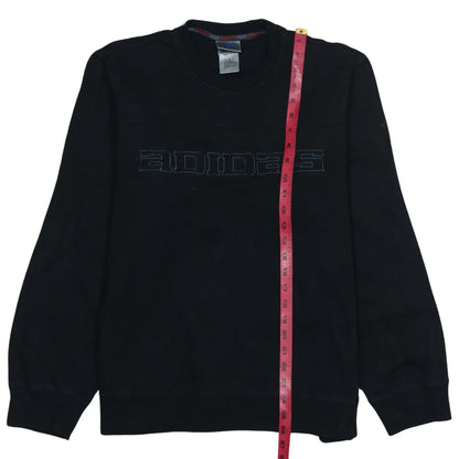 Adidas Mens Black Medium Pullover Sweatshirt Retro Logo Fleece