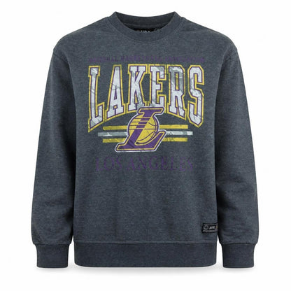 Front view of NBA Los Angeles Lakers Grey Cotton Pullover Sweatshirt 2XS Women