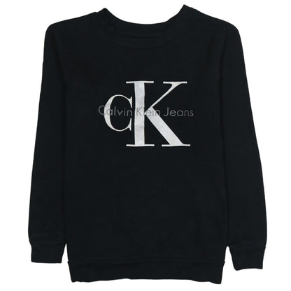 Calvin Klein Jeans Womens Black Small Logo Crew Neck Sweatshirt