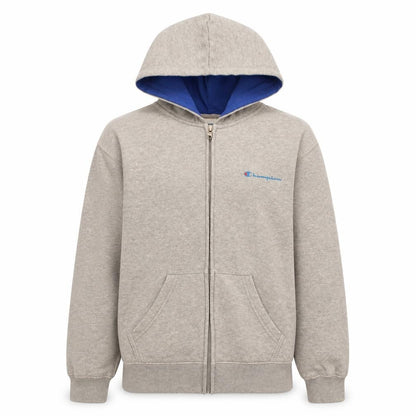 Champion Men's Grey Small Full Zip Hoodie with Blue Lining
