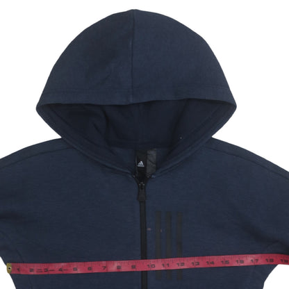 Adidas Womens Navy Blue Full Zip Hoodie Size 12-14 M Cotton Blend