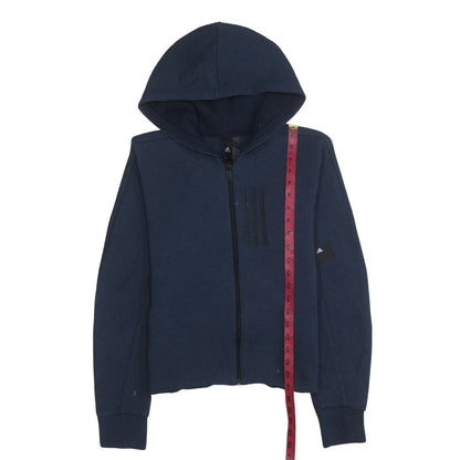 Adidas Womens Navy Blue Full Zip Hoodie Size 12-14 M Cotton Blend