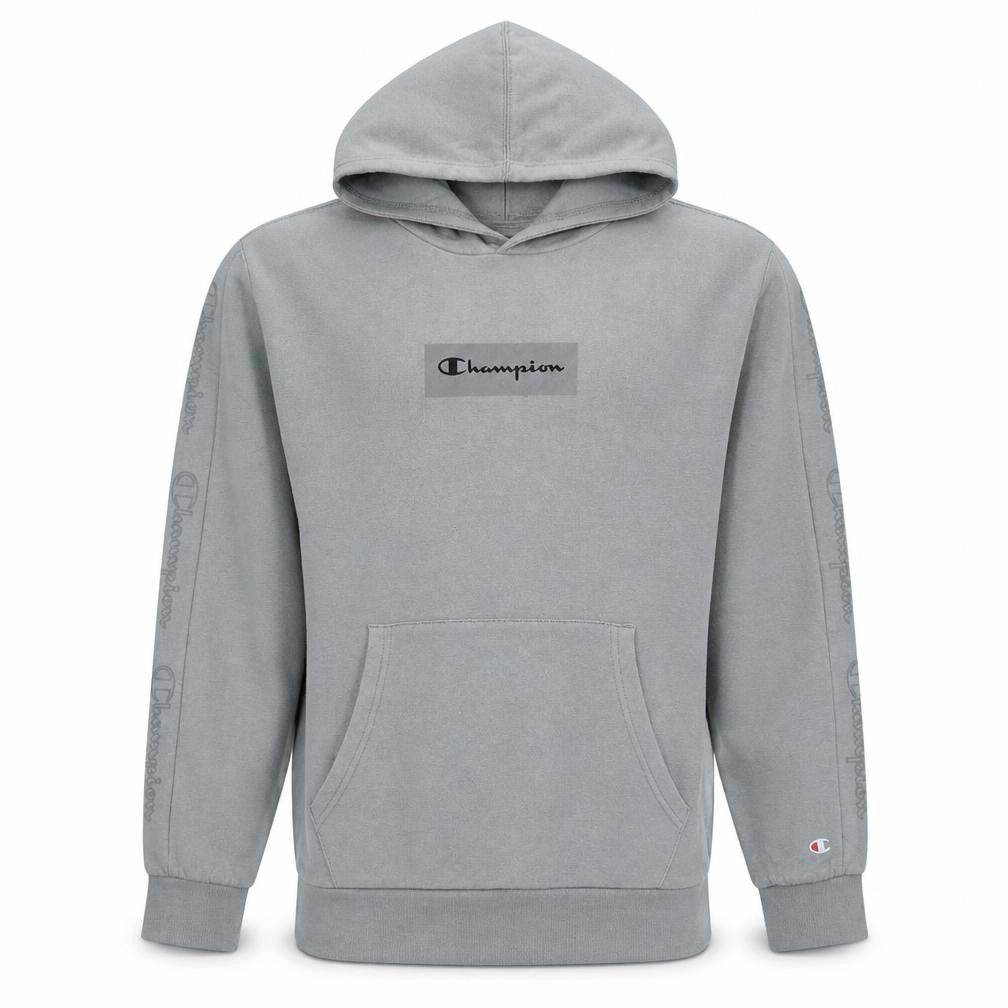 Champion Boys Grey 2XL Hoodie Pullover Cotton Blend Logo Sweatshirt