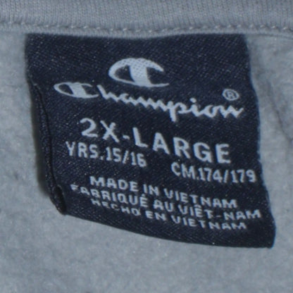 Champion Boys Grey 2XL Hoodie Pullover Cotton Blend Logo Sweatshirt