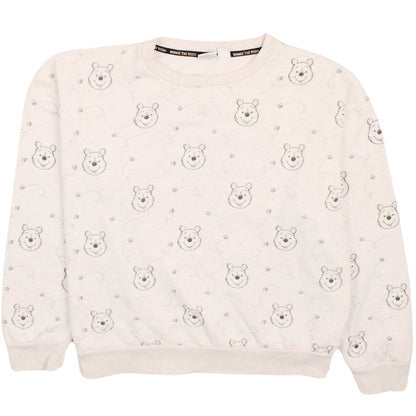 Disney Women Beige Winnie the Pooh Pullover Sweatshirt Size L