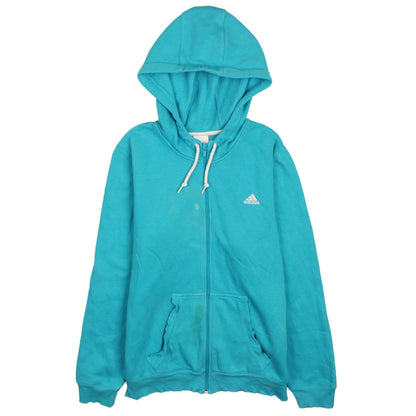 Adidas Women Blue Full Zip Hoodie Size 14 Hooded Sweatshirt
