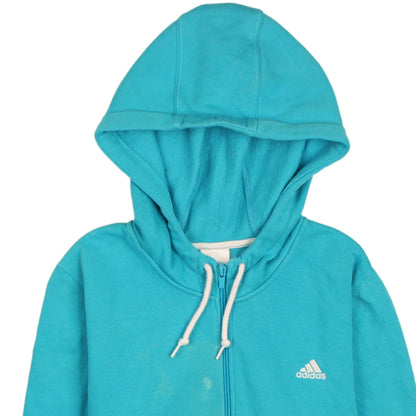 Adidas Women Blue Full Zip Hoodie Size 14 Hooded Sweatshirt