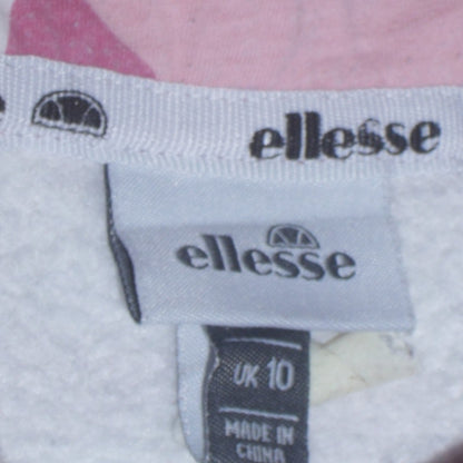 Ellesse Women Pink Camo Pullover Hoodie UK 10 Cotton Blend