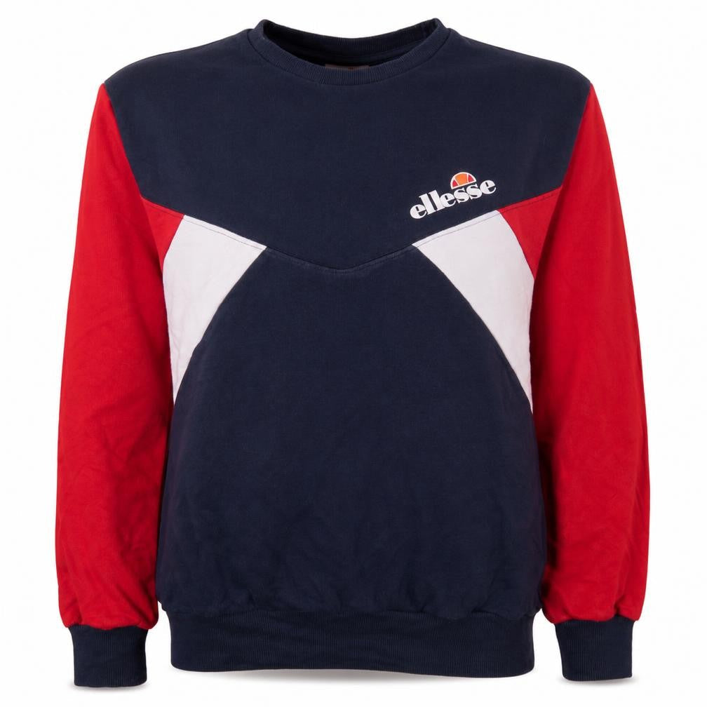 Front view of Ellesse women’s navy red colourblock sweatshirt uk 10