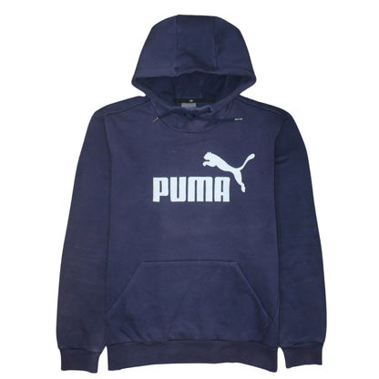 Puma Men's Blue Pullover Hoodie M Logo Sportswear Fleece