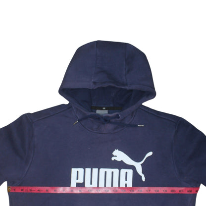 Puma Men's Blue Pullover Hoodie M Logo Sportswear Fleece