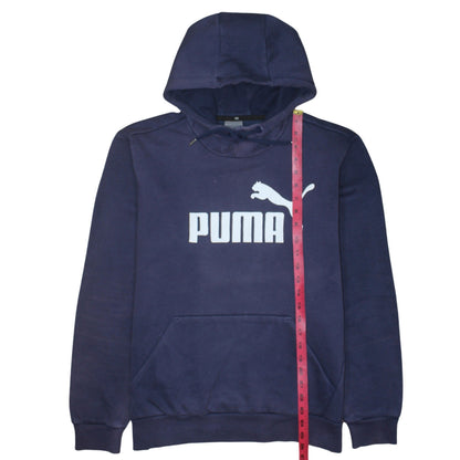 Puma Men's Blue Pullover Hoodie M Logo Sportswear Fleece