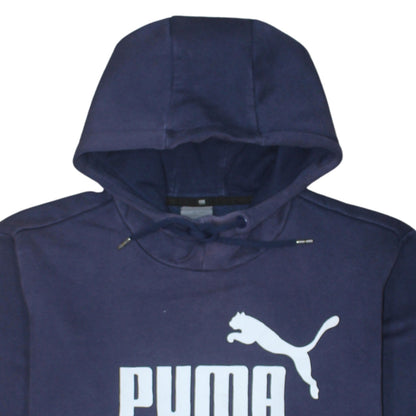 Puma Men's Blue Pullover Hoodie M Logo Sportswear Fleece