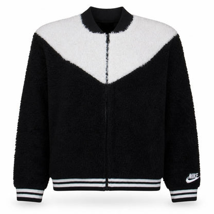 Nike Women Black White Full Zip Fleece Sweatshirt L
