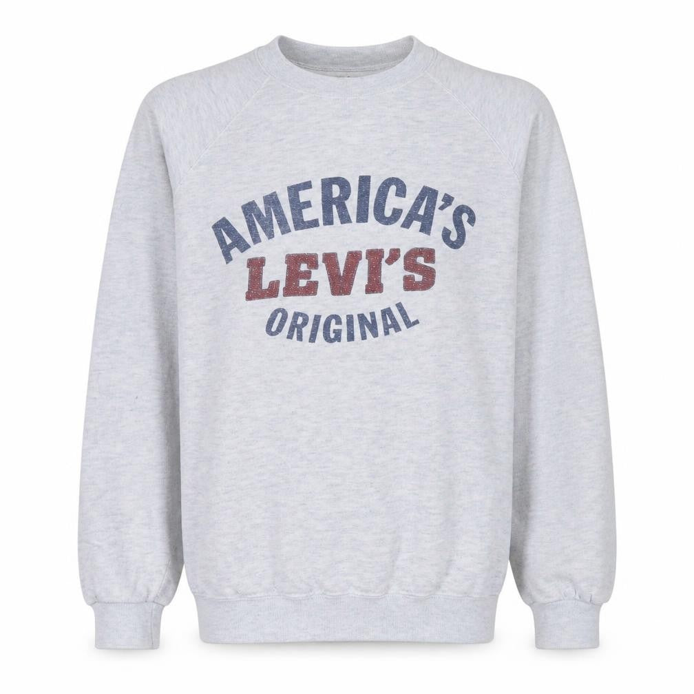 Levi's Men's Grey Pullover Sweatshirt Small Graphic Logo Vintage