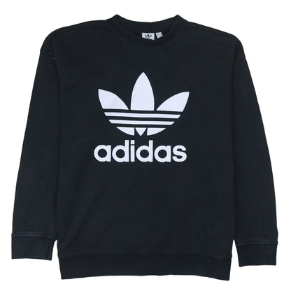 Adidas Women Black Crew Neck Pullover Sweatshirt Size 18 L Logo