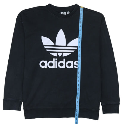 Adidas Women Black Crew Neck Pullover Sweatshirt Size 18 L Logo