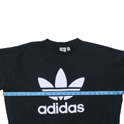 Adidas Women Black Crew Neck Pullover Sweatshirt Size 18 L Logo