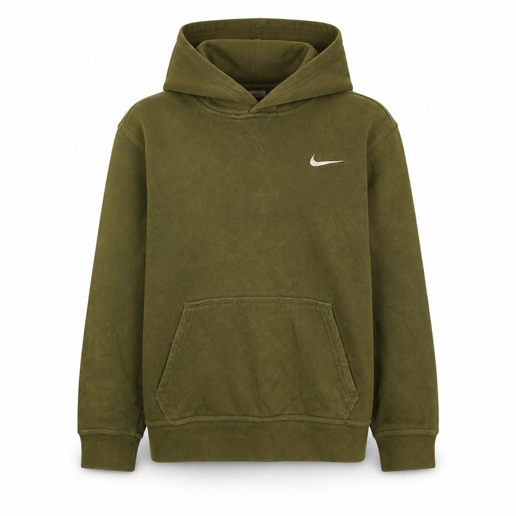 Front view of Nike boys’ green pullover fleece hoodie 12-13 years regular fit