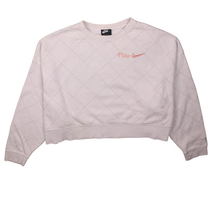 Nike Women Beige Quilted Crew Neck Pullover Sweatshirt XL