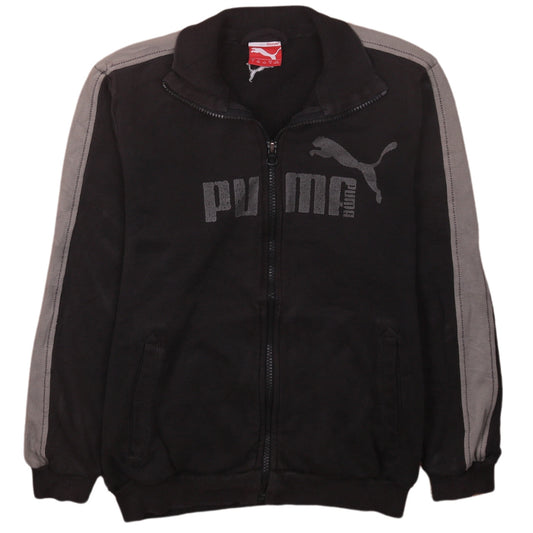 Puma Boys Black Track Jacket Size 12 Years Full Zip Logo Sportswear