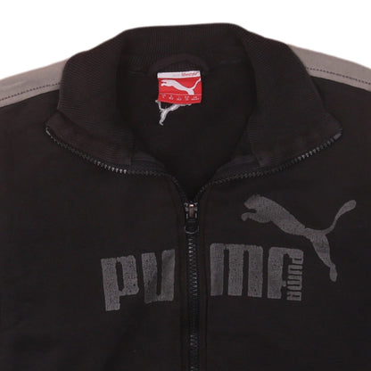 Puma Boys Black Track Jacket Size 12 Years Full Zip Logo Sportswear