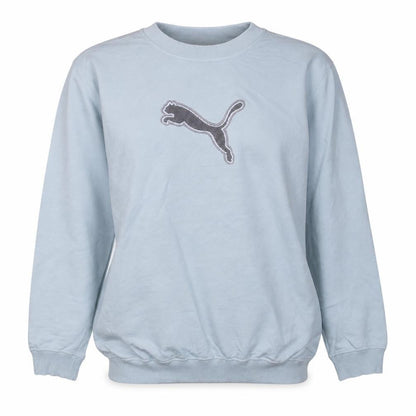Puma Womens Blue Pullover Sweatshirt Size 12 Crew Neck Logo