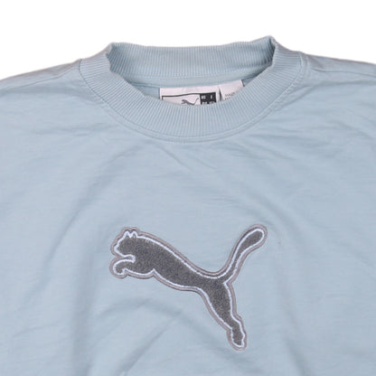 Puma Womens Blue Pullover Sweatshirt Size 12 Crew Neck Logo