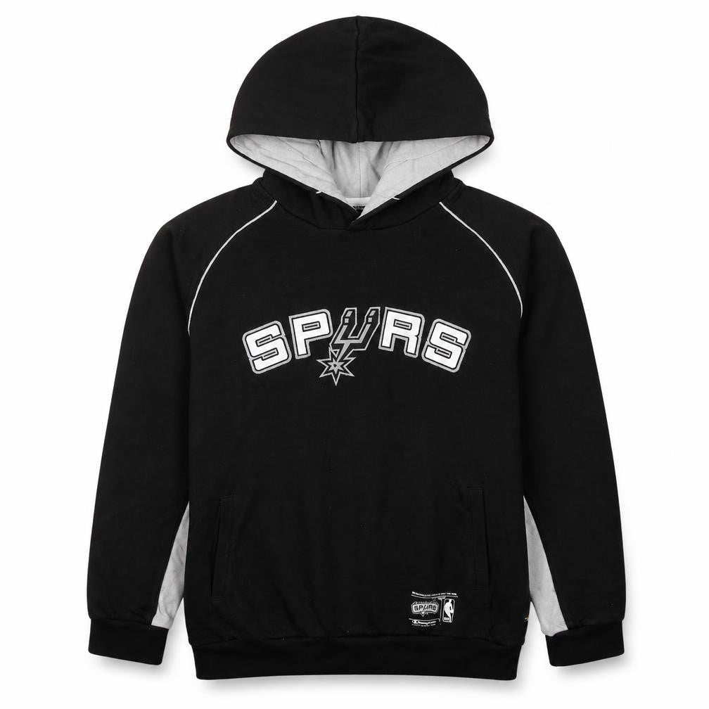 Front view of Champion boys’ black spurs pullover hoodie 11-12 years fleece lined