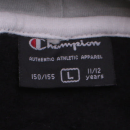 Champion Boys Black Spurs Pullover Hoodie 11-12 Years Fleece Lined