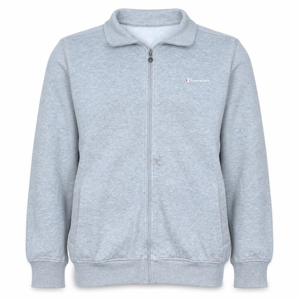 Front view of Champion Men's Grey XL Track Jacket Full Zip Fleece Activewear