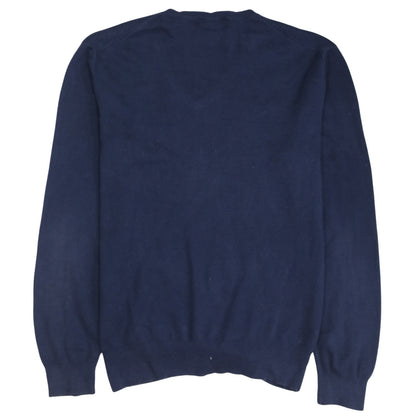 Ralph Lauren Men’s Blue V-Neck Slim Fit Cotton Jumper Size L