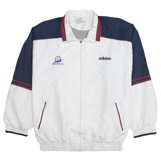 Adidas Mens White France 98 Windbreaker Jacket L Vintage 90s