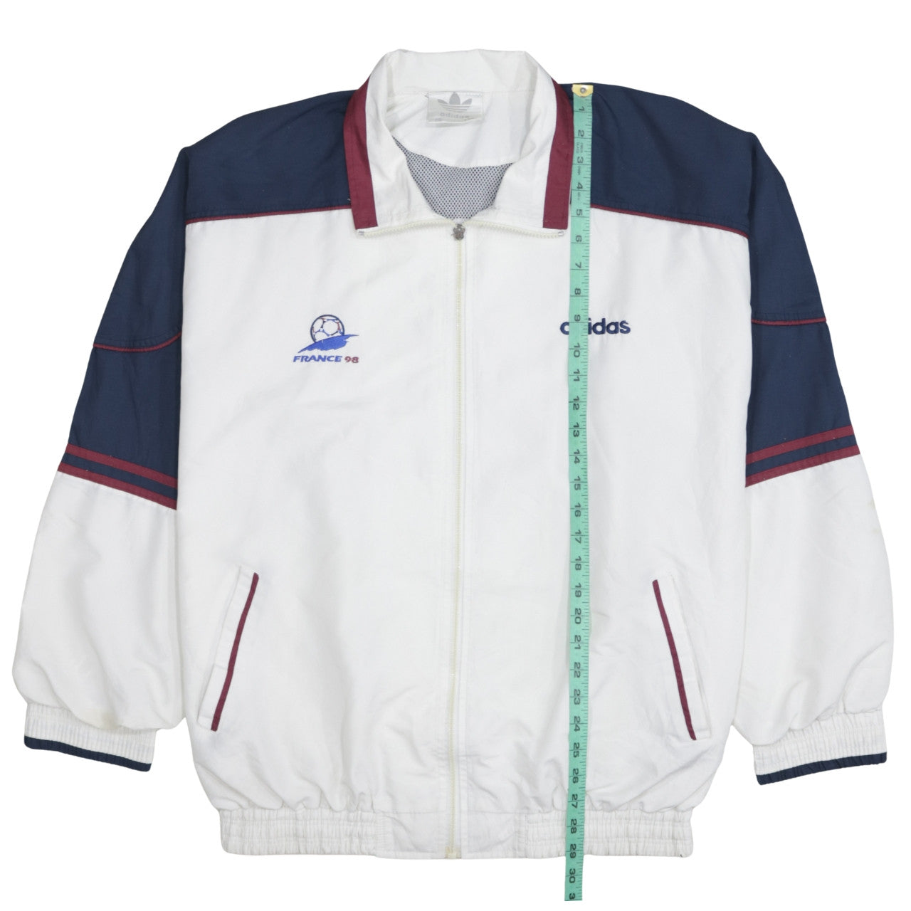 Adidas Mens White France 98 Windbreaker Jacket L Vintage 90s